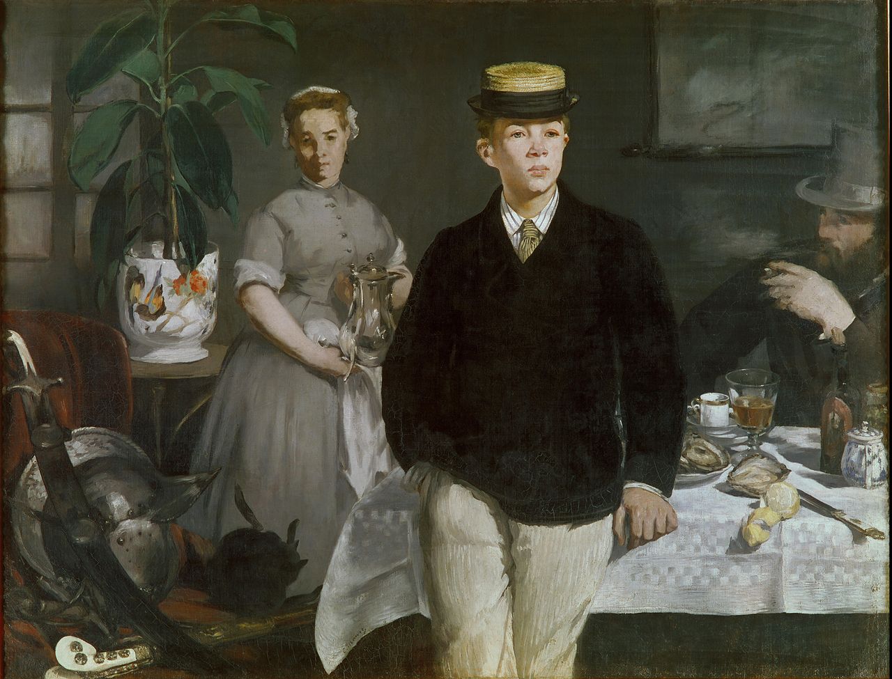 Manet, Colazione nell’atelier, 1868: esplora l’immagine per entrare nei dettagli